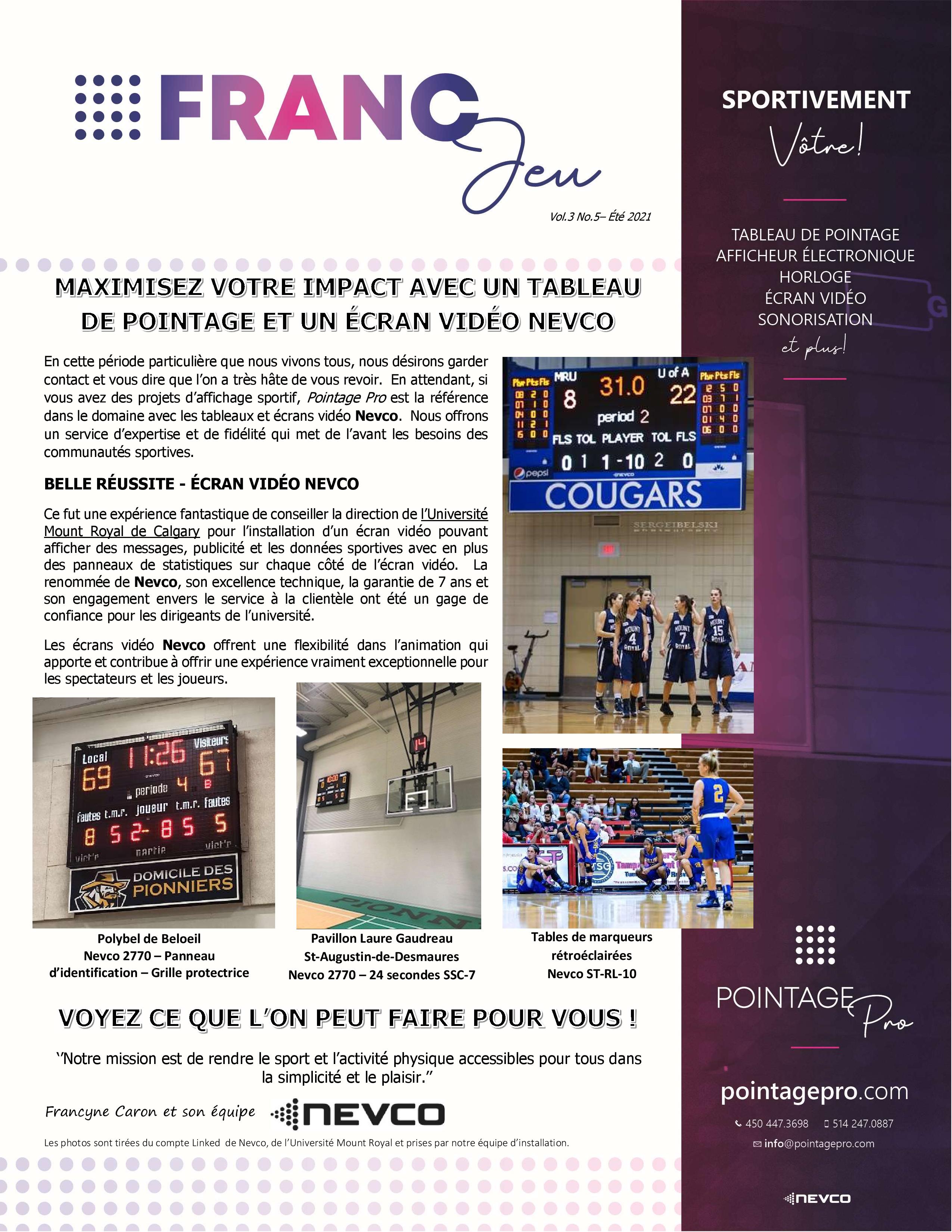 Tableau indicateur et Écran vidéo pour le basketball Tableau indicateur et Écran vidéo pour le basketball